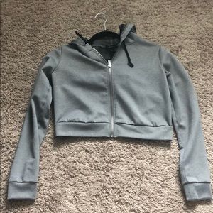 Grey crop zip up sweat shirt - MOVING SALE